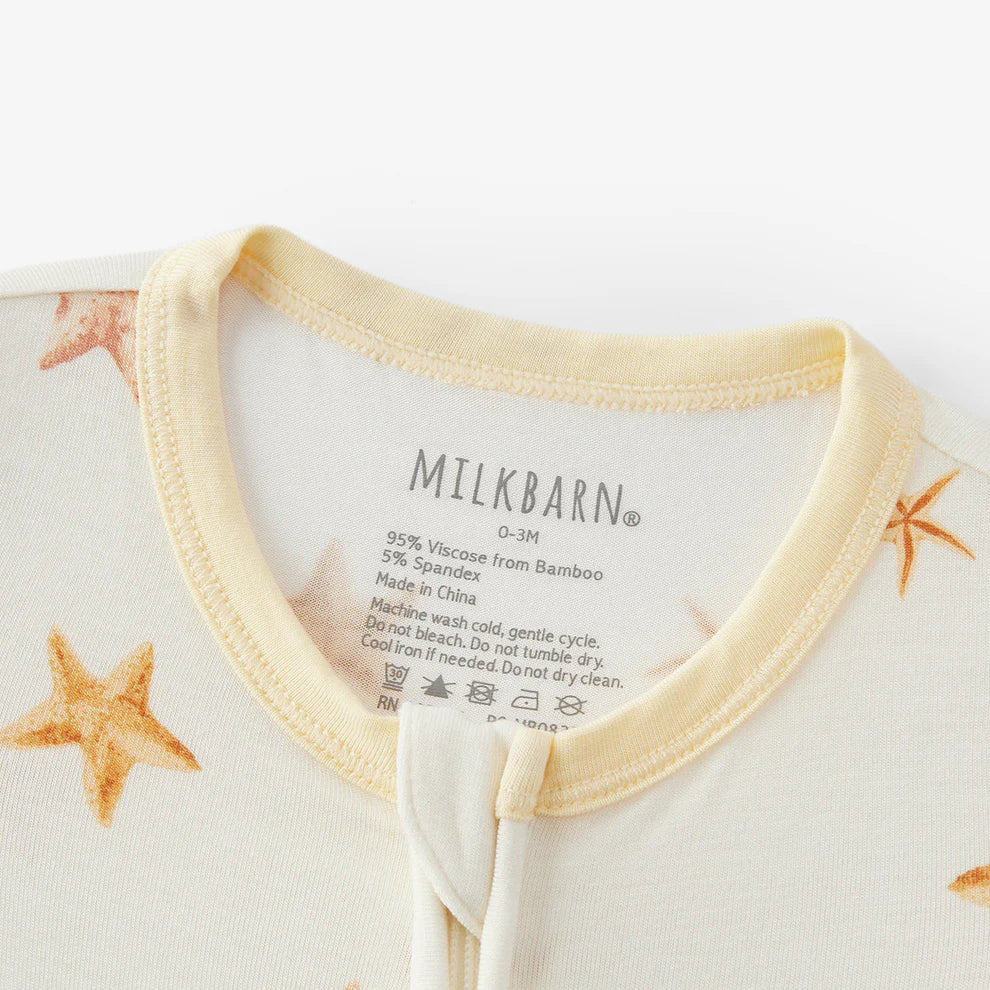 Milkbarn Starfish Dreams Zip Footed Romper