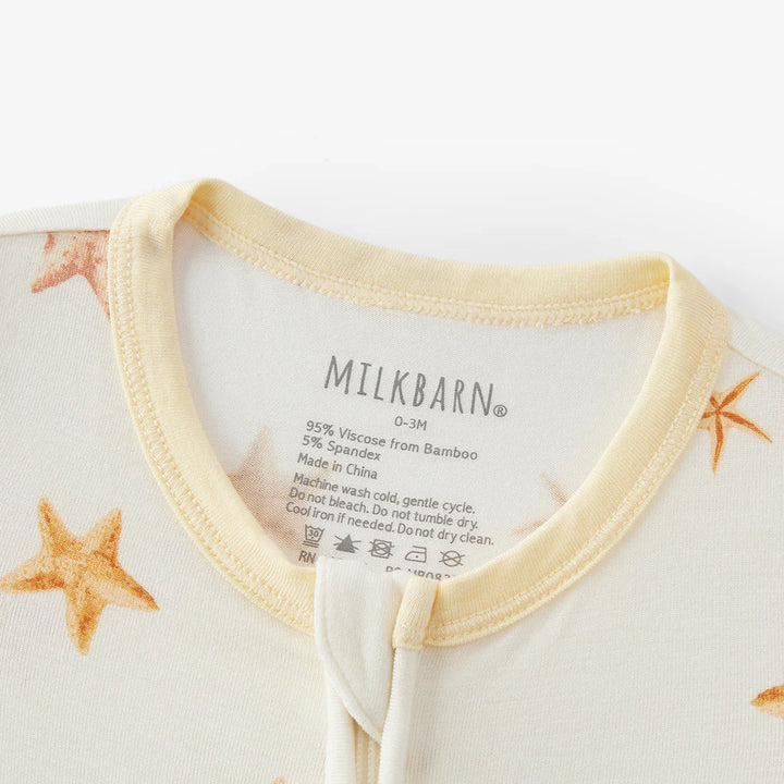 Milkbarn Starfish Dreams Zip Footed Romper