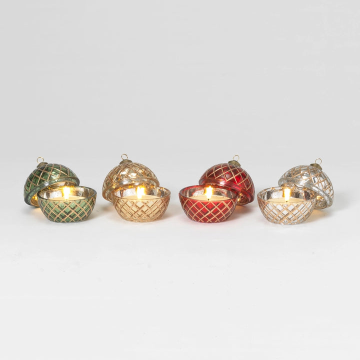 Glass Ornament With LED Wax Candle