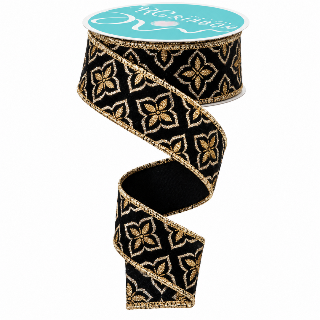 Glitter Petals Holiday Ribbon