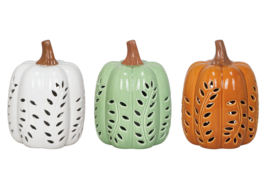 Ceramic Vines LED Pumpkin