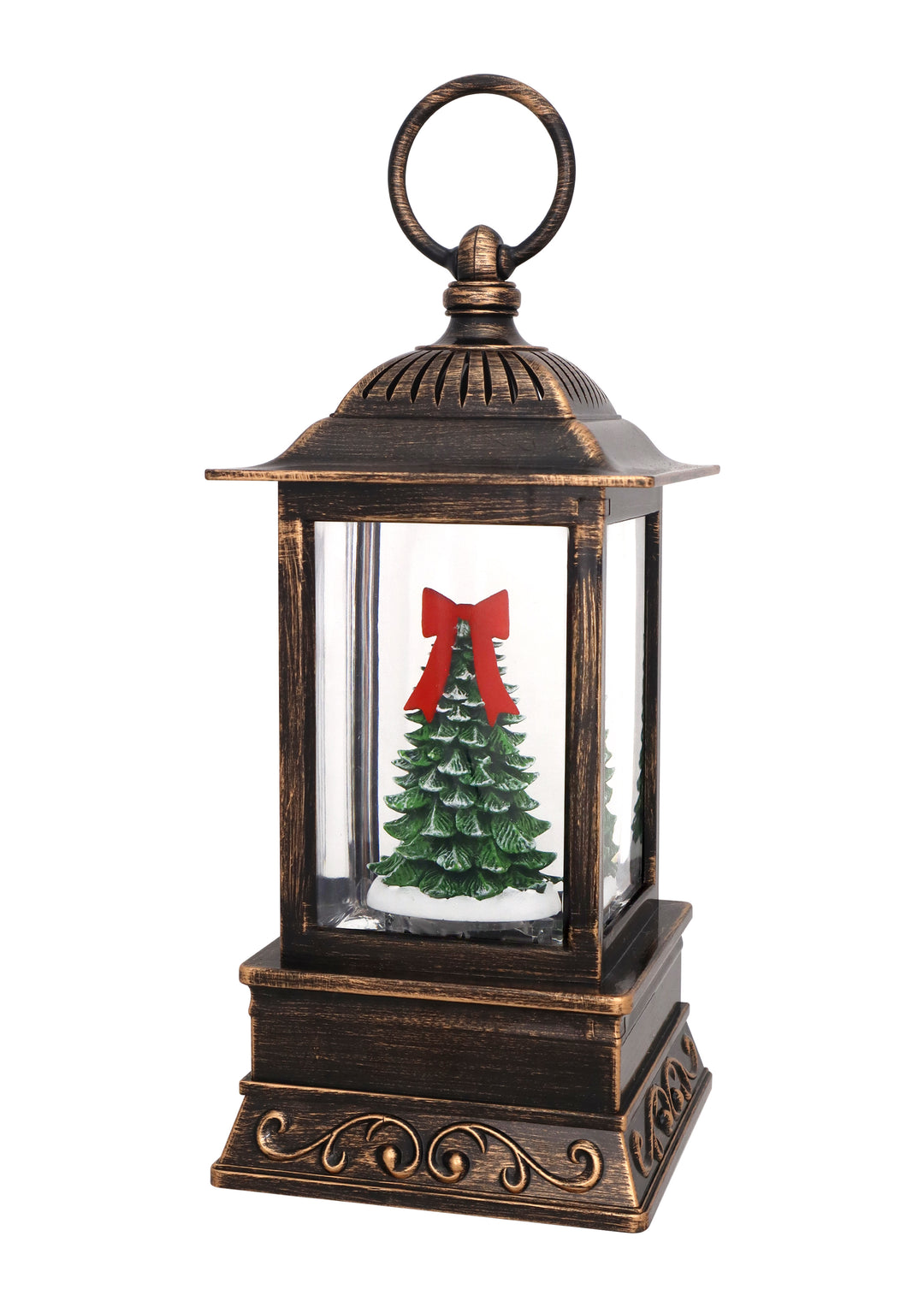 Red Bow Topper Tree Glitter Lantern