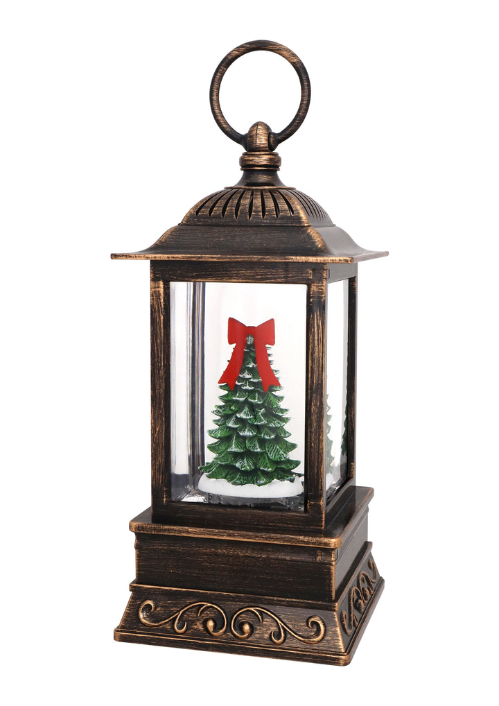 Red Bow Topper Tree Glitter Lantern