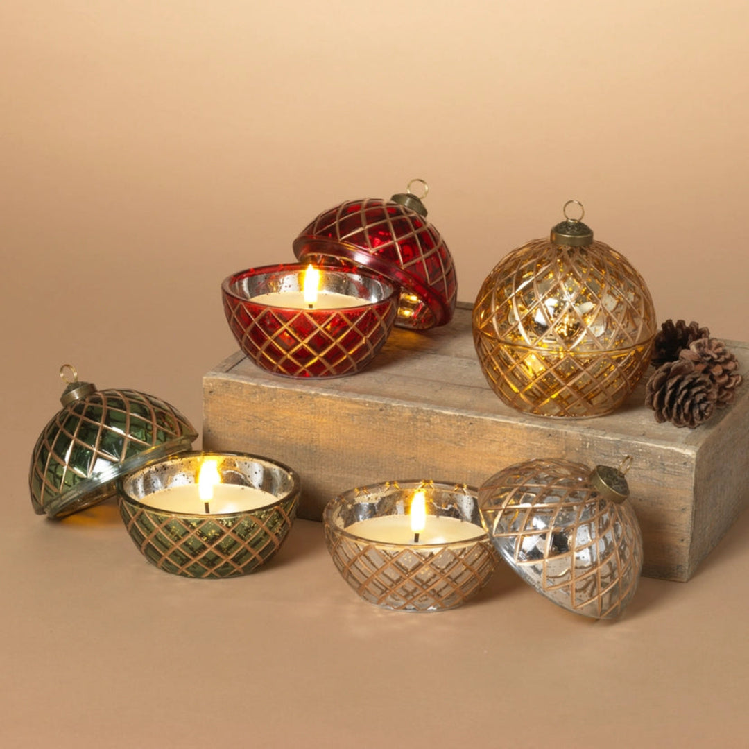 Glass Ornament With LED Wax Candle