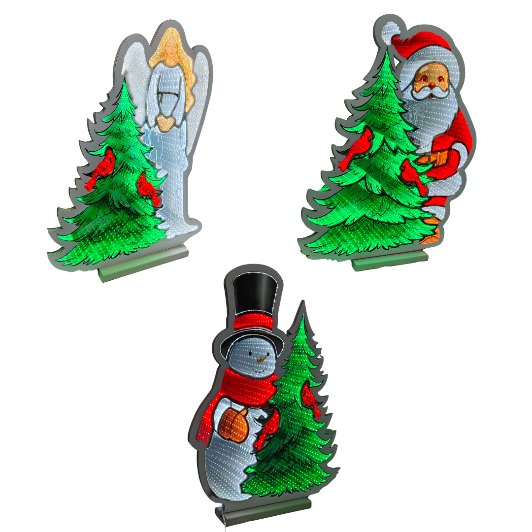 Jolly Cardinal Christmas Mini Infinity Mirror