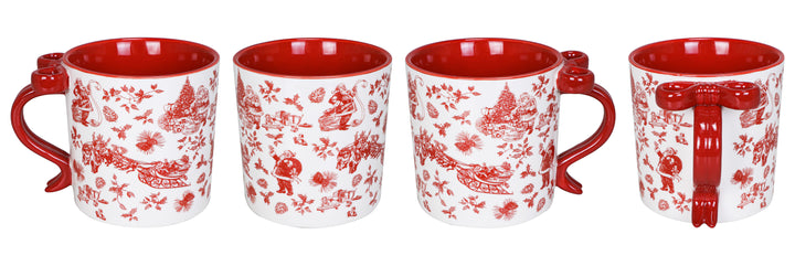 Santa Toile Bow Handle Mug