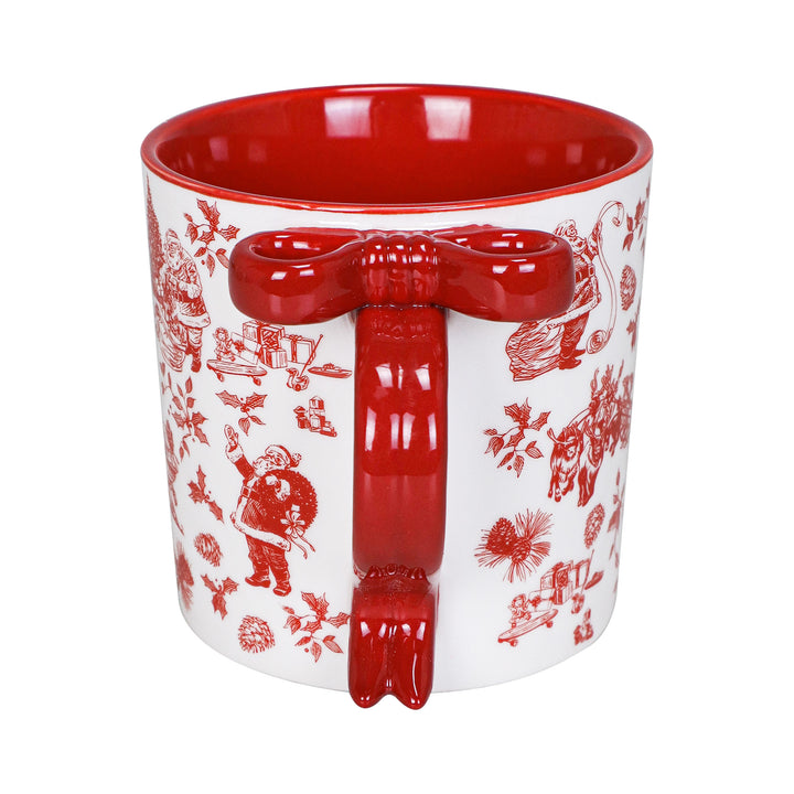 Santa Toile Bow Handle Mug