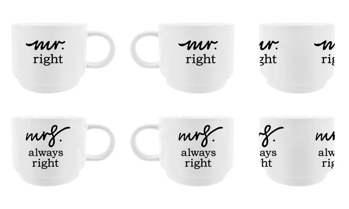 Mr. & Mrs. Right Stacking Mug Set