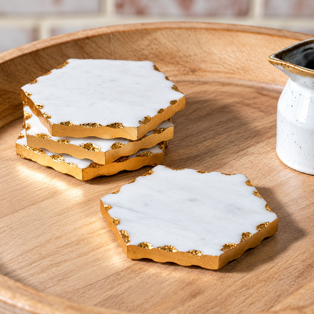 Marble Gold Foil Edge Coasters