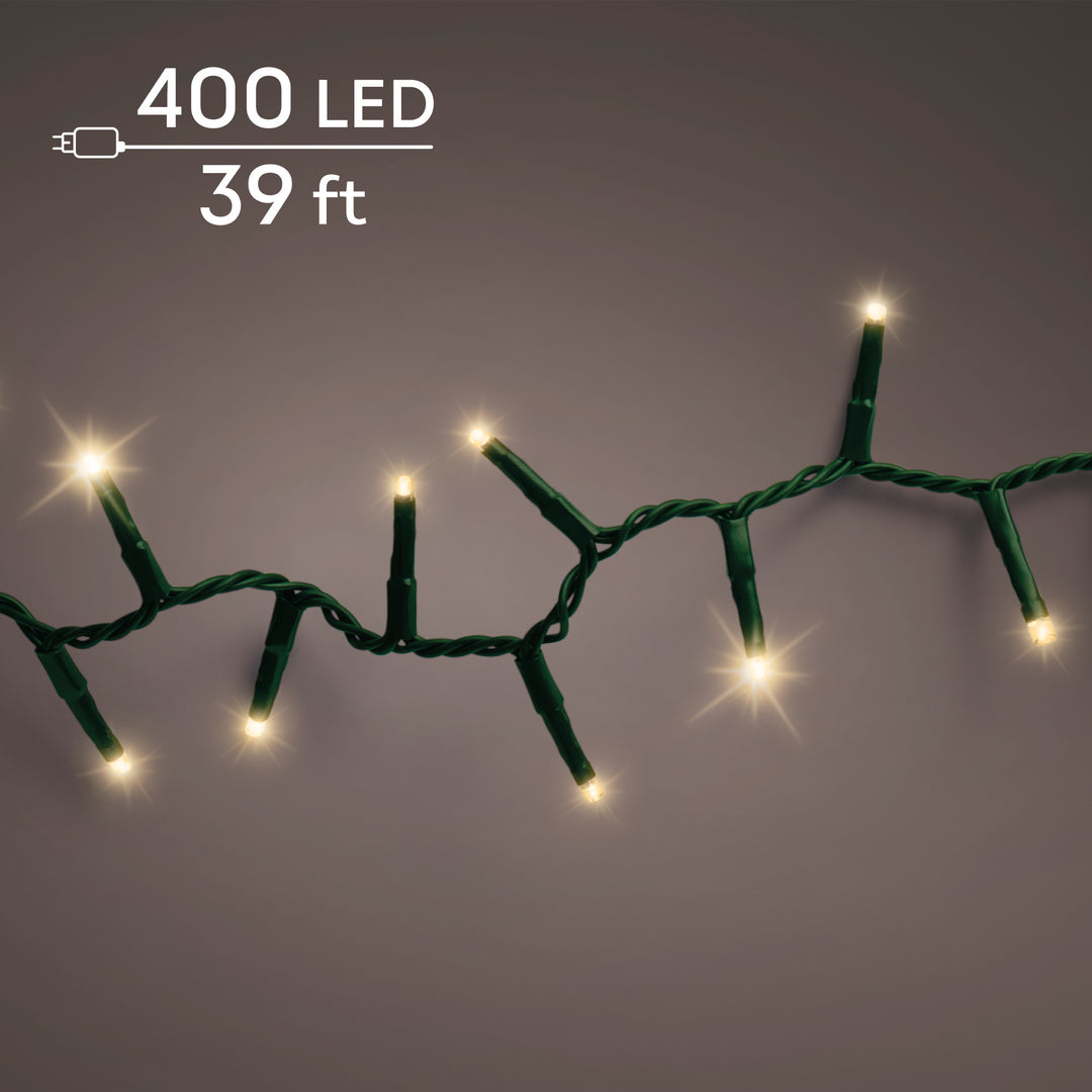 Lumineo Compact - Soft Gold Sparkle Lights on Green Wire