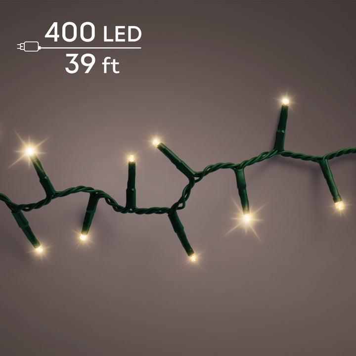 Lumineo Compact - Soft Gold Sparkle Lights on Green Wire