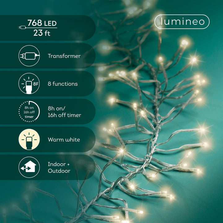 Lumineo Cluster - Warm White Lights on Transparent Wire
