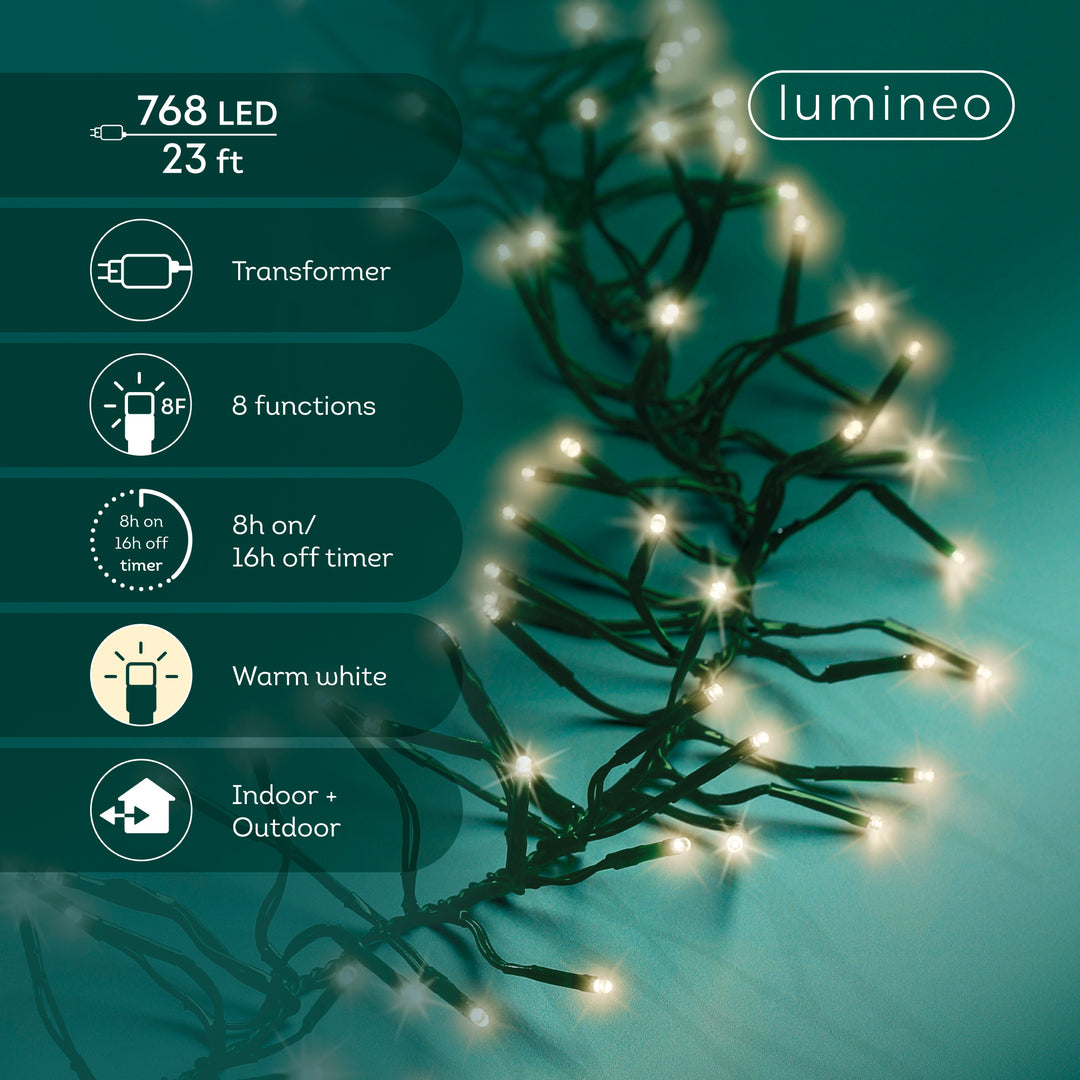 Lumineo Cluster - Warm White Lights on Green Wire