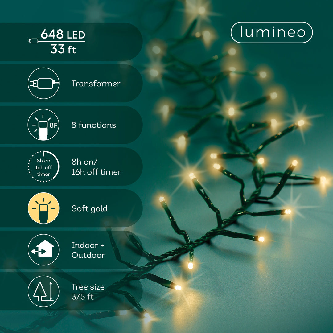 Lumineo Excellent - Soft Gold Lights on Green Wire
