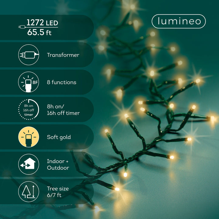 Lumineo Excellent - Soft Gold Lights on Green Wire