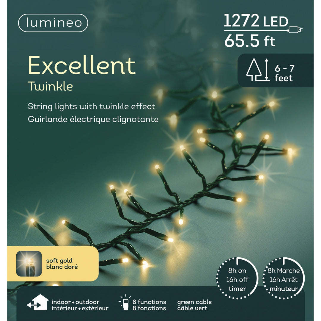 Lumineo Excellent - Soft Gold Lights on Green Wire