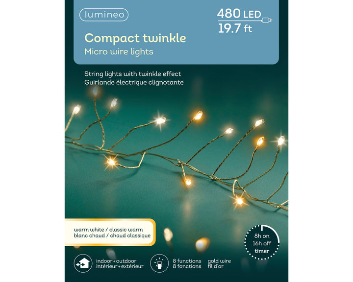Lumineo Micro Compact - Warm White/Classic Warm Lights on Gold Wire