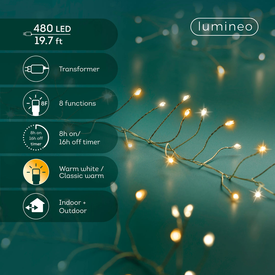 Lumineo Micro Compact - Warm White/Classic Warm Lights on Gold Wire