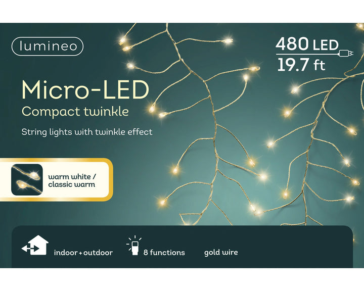 Lumineo Micro Compact - Warm White/Classic Warm Lights on Gold Wire