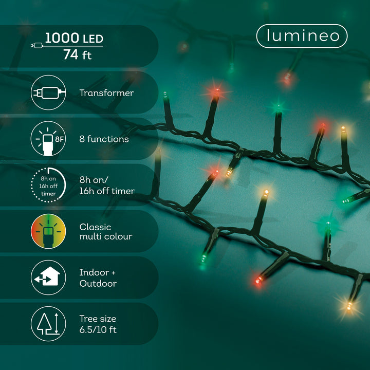 Lumineo Compact - Green/Red/Classic Warm Lights on Green Wire