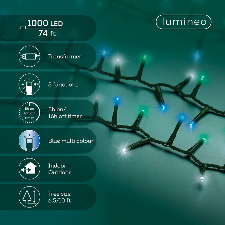Lumineo Compact - Aqua/White/Blue Lights on Green Wire