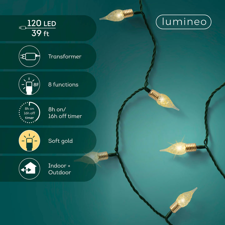 Lumineo Vintage Twinkle - Warm White Lights on Green Wire