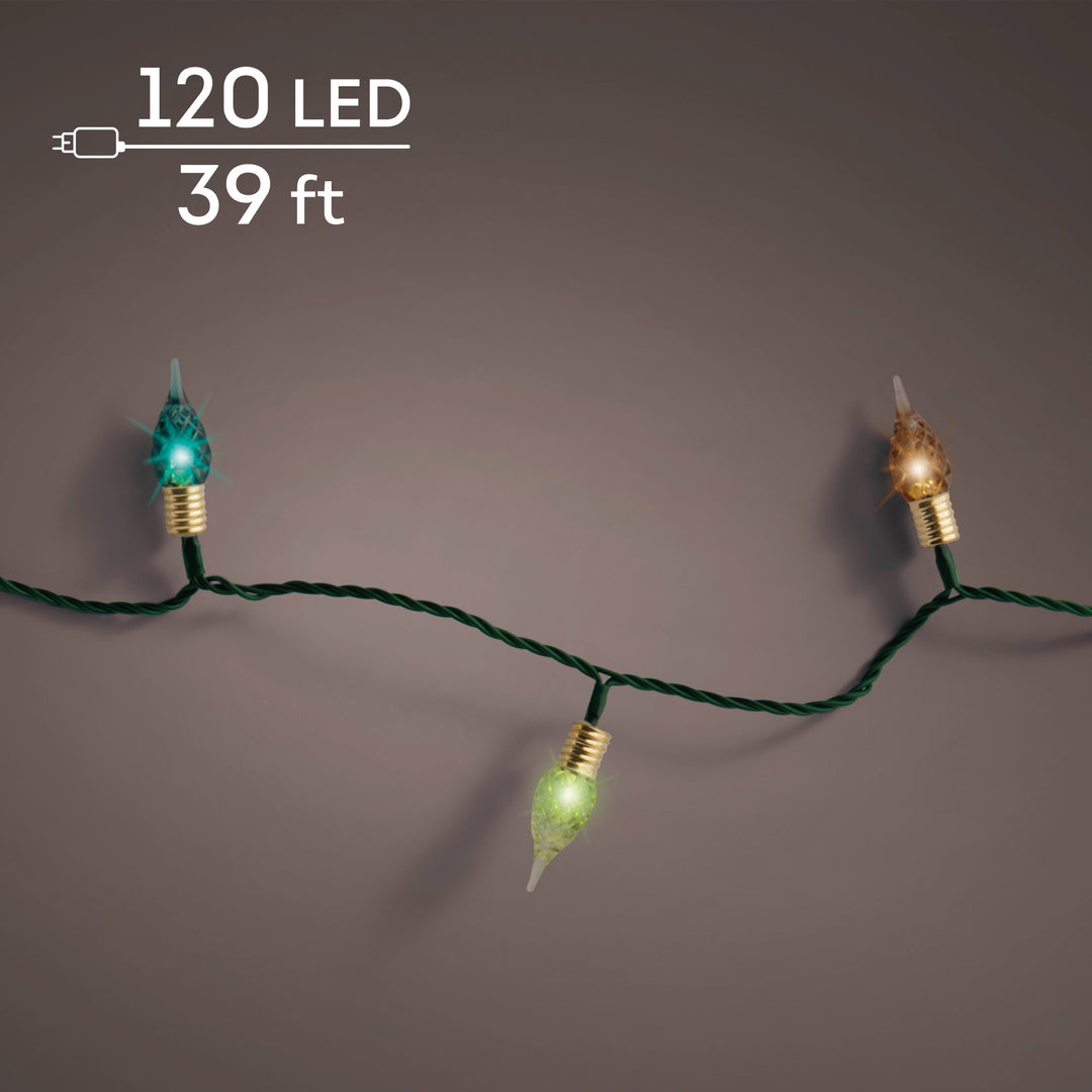 Lumineo Vintage Twinkle - Soft Gold/Emerald/Green/Brown Lights on Green Wire