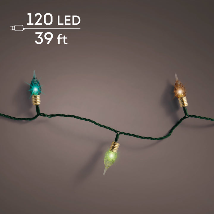 Lumineo Vintage Twinkle - Soft Gold/Emerald/Green/Brown Lights on Green Wire