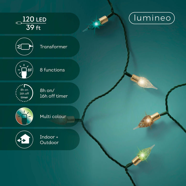 Lumineo Vintage Twinkle - Soft Gold/Emerald/Green/Brown Lights on Green Wire