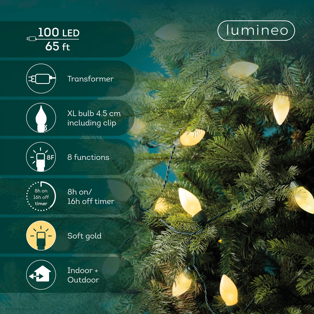Lumineo XL Vintage Twinkle - Soft Gold Lights on Green Wire