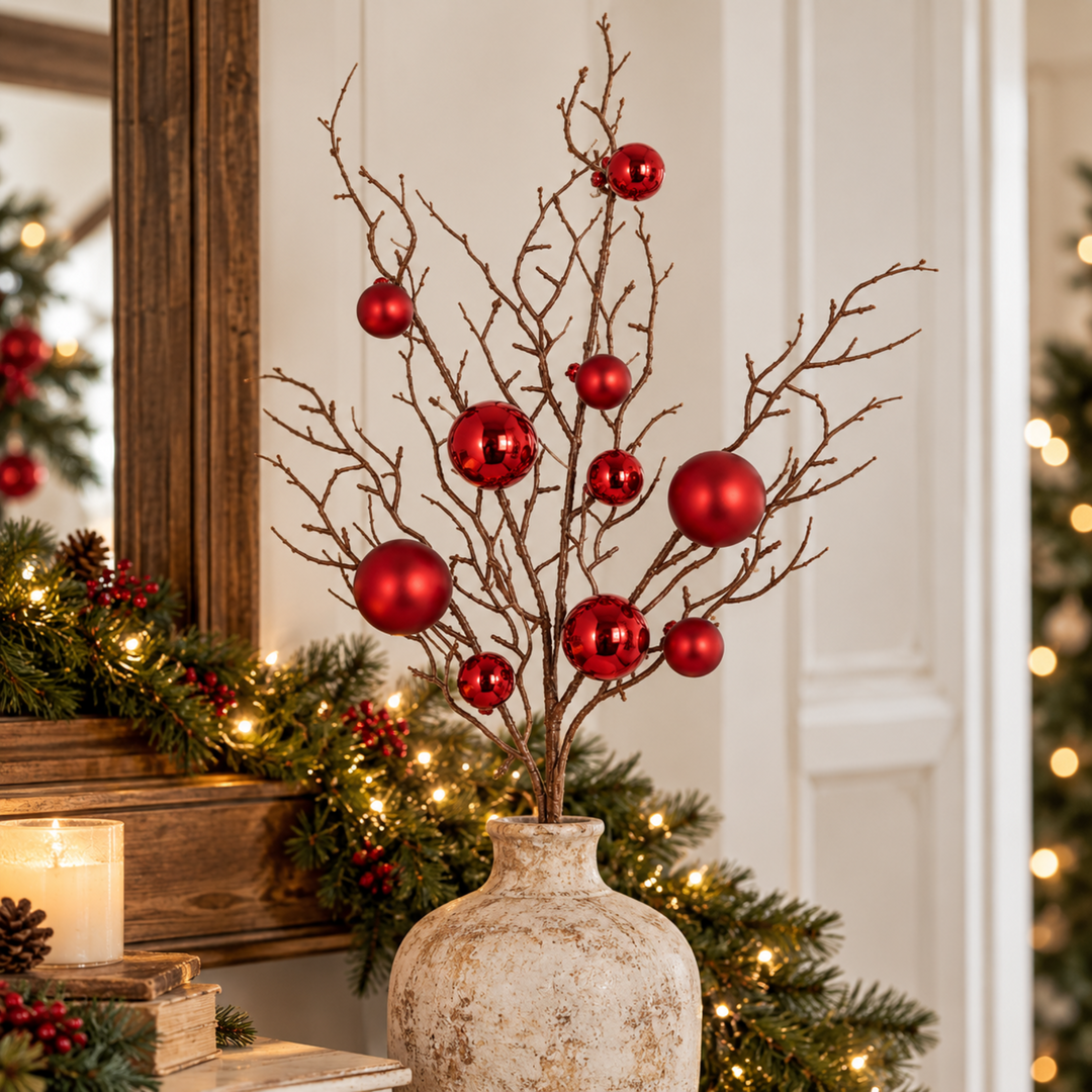 Decorative Red Ornament Stem
