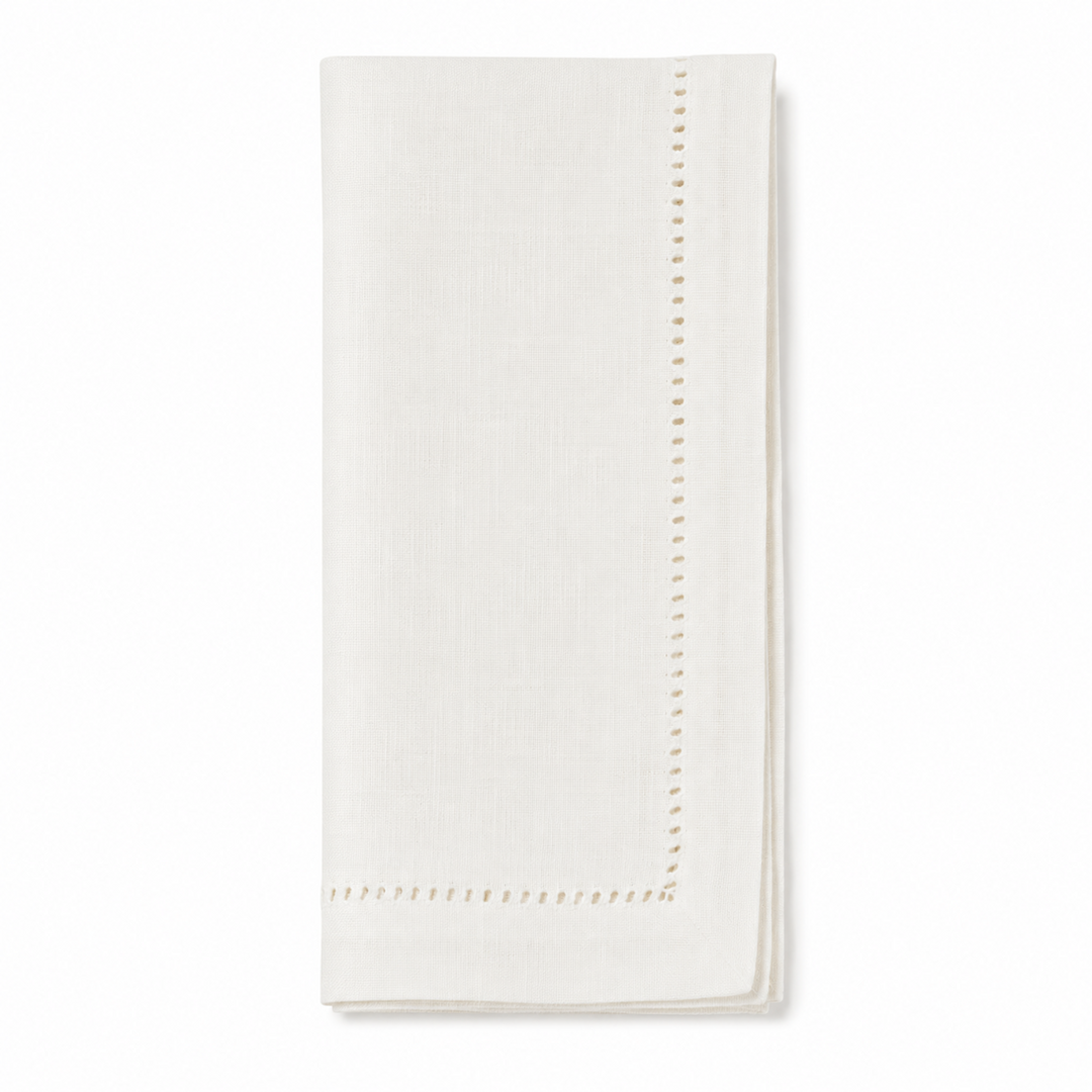 White Dinner Napkin Hemstitch Border