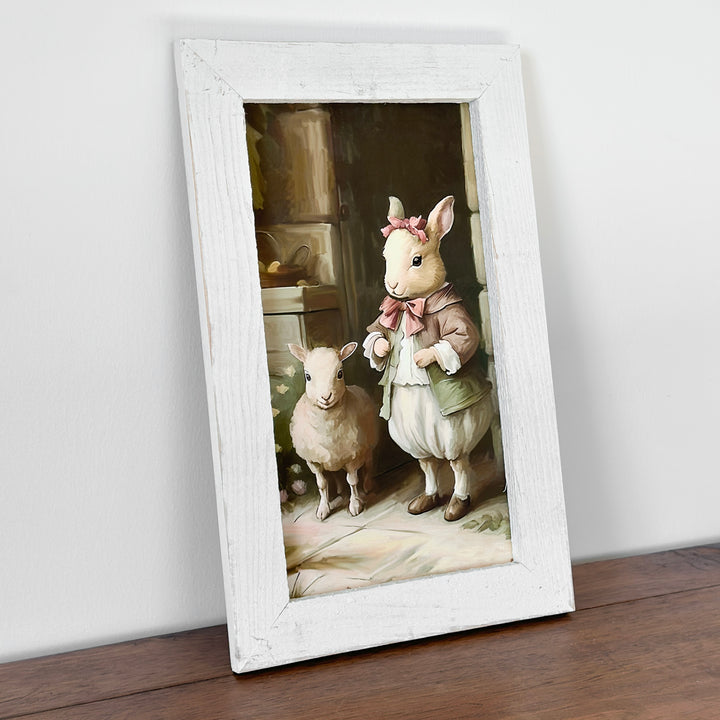 Violet Bunny & Little Lamb Print