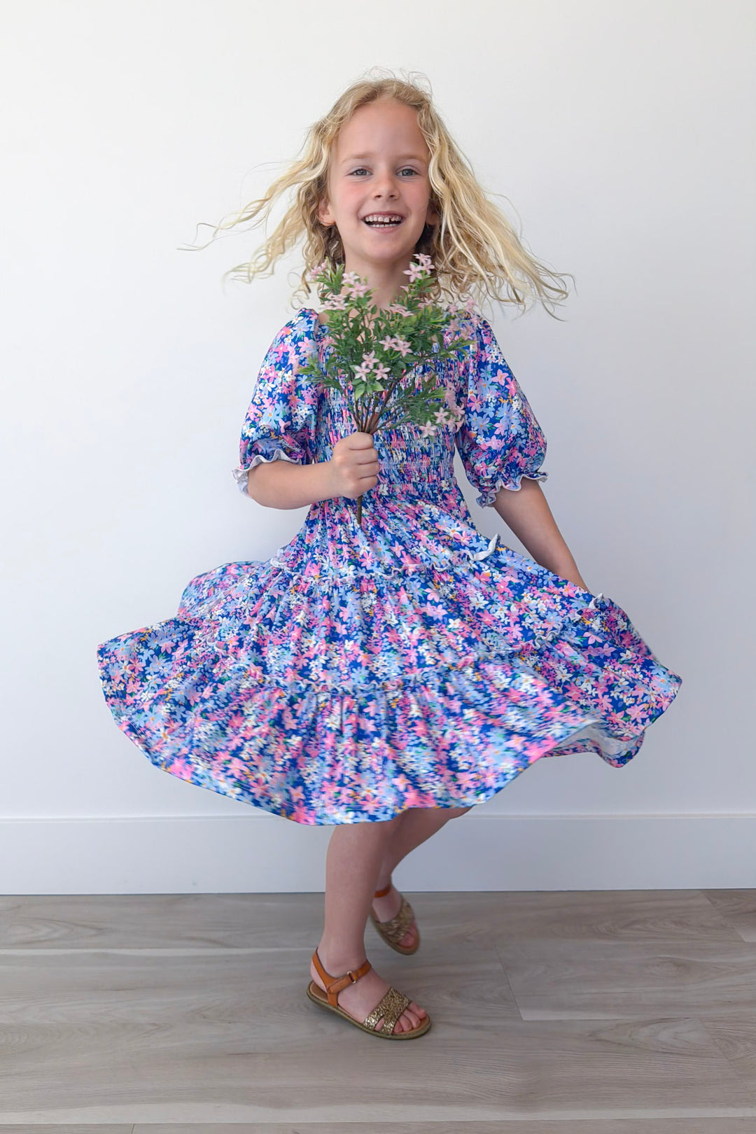 Darling Daisies Girl's Smocked Ruffle Dress
