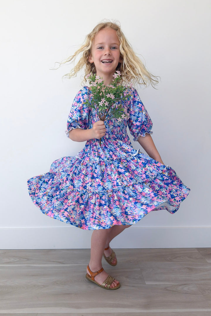 Darling Daisies Girl's Smocked Ruffle Dress