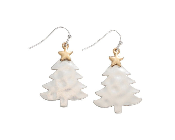 Silver Christmas Tree Earrings