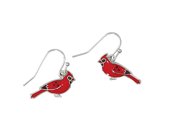 Red Enamel Cardinals Earrings