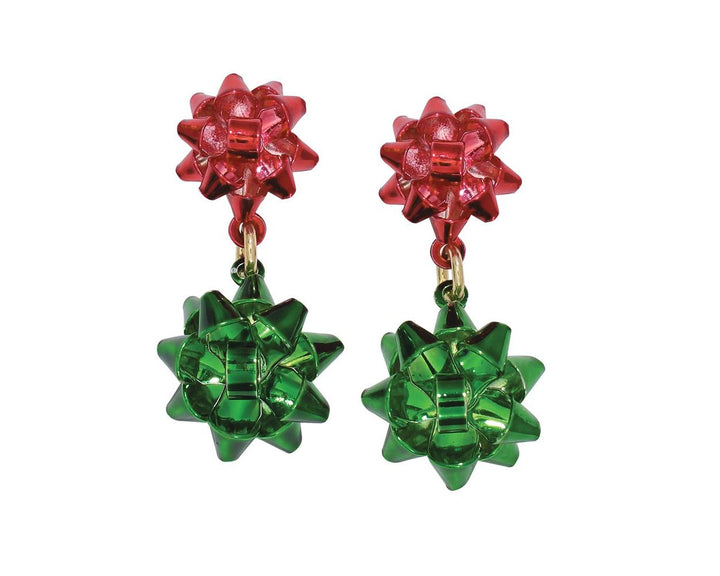 Red & Green Christmas Bows Earrings