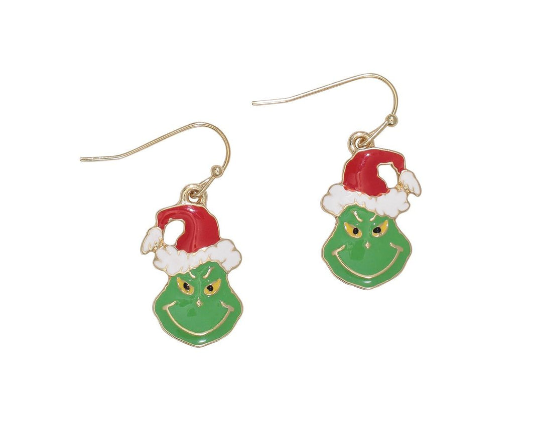 Enamel Christmas Grinch Earrings