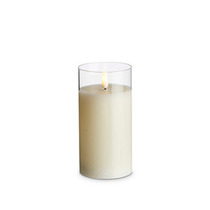 Clear Glass Ivory Battery Candle