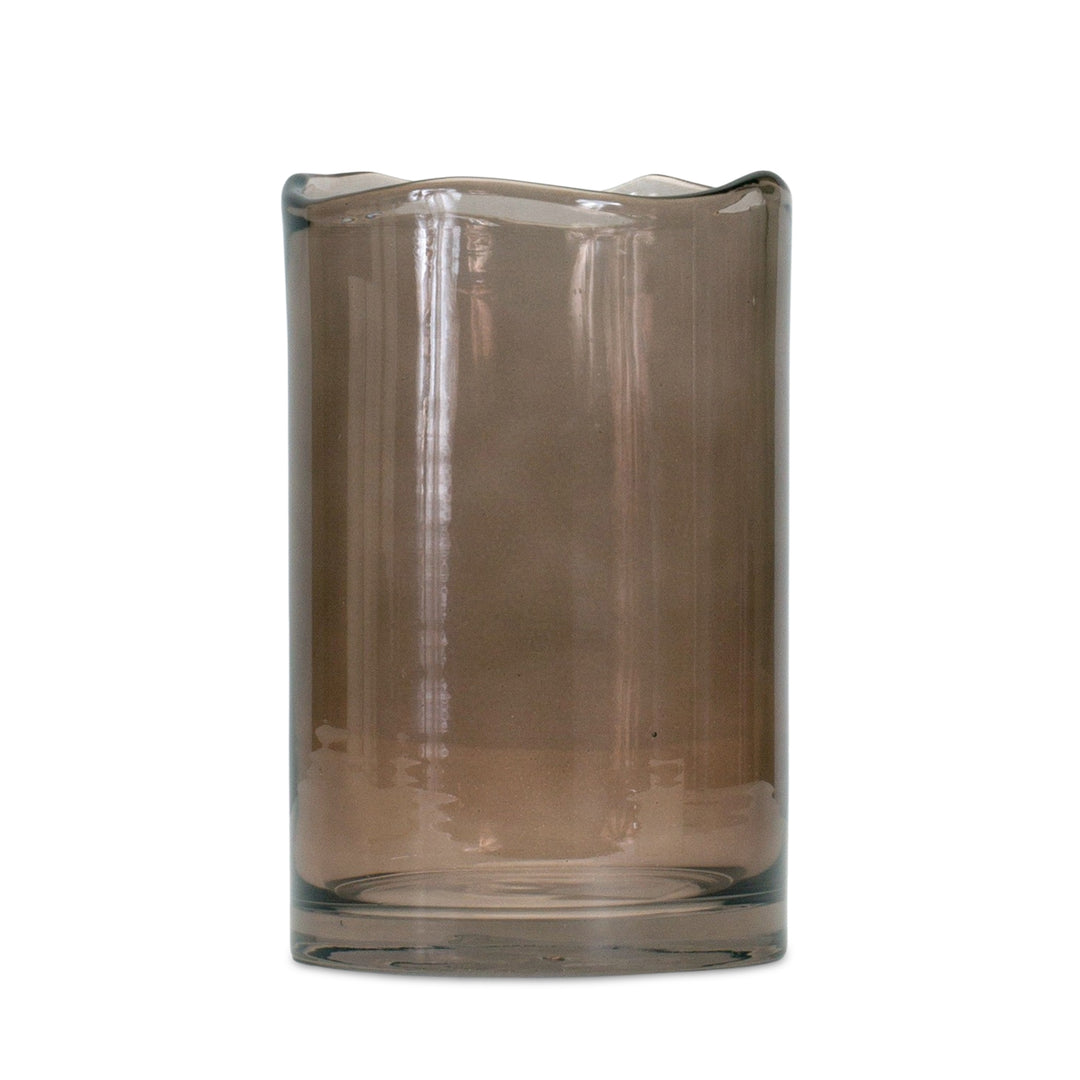 Scalloped Brown Glass Vase