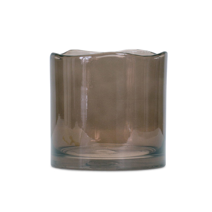 Scalloped Brown Glass Vase