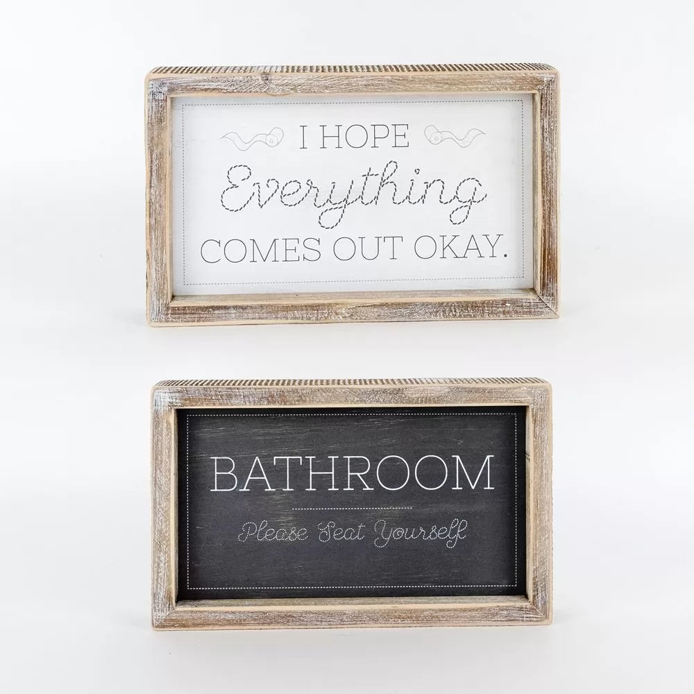Bathroom Pun Reversible Sign