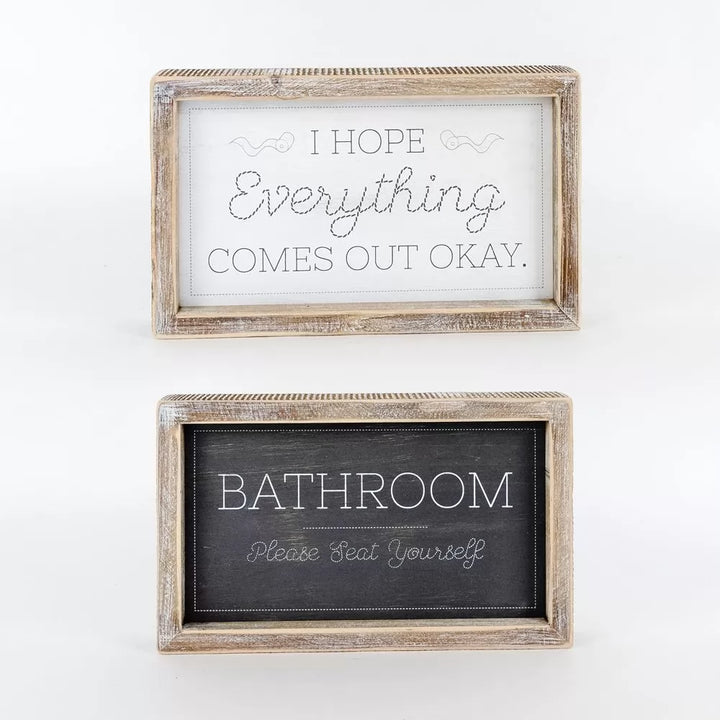 Bathroom Pun Reversible Sign