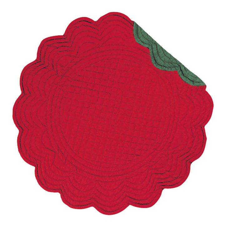 Red & Green Quilted Round Placemat