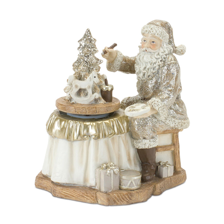 Golden Santa At Work Figurine