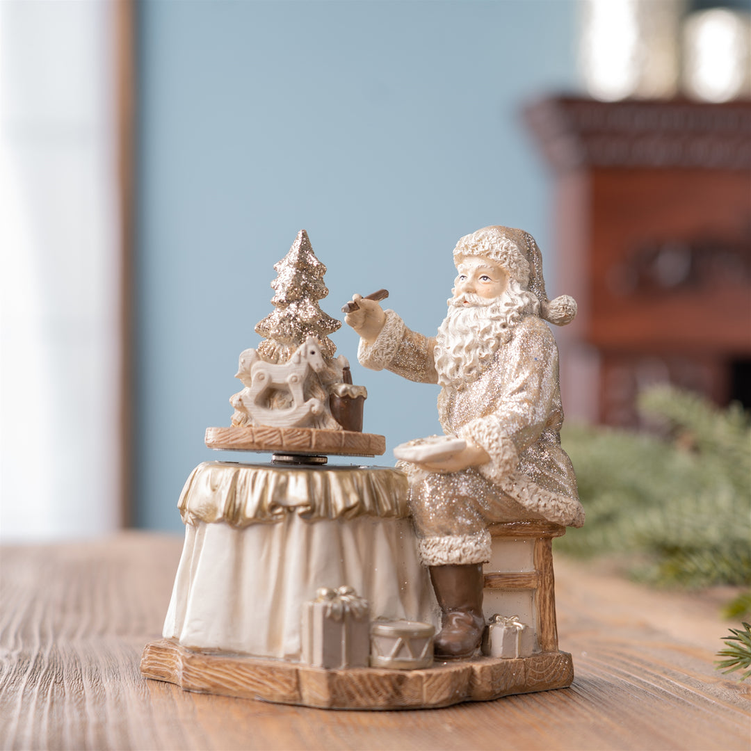 Golden Santa At Work Figurine