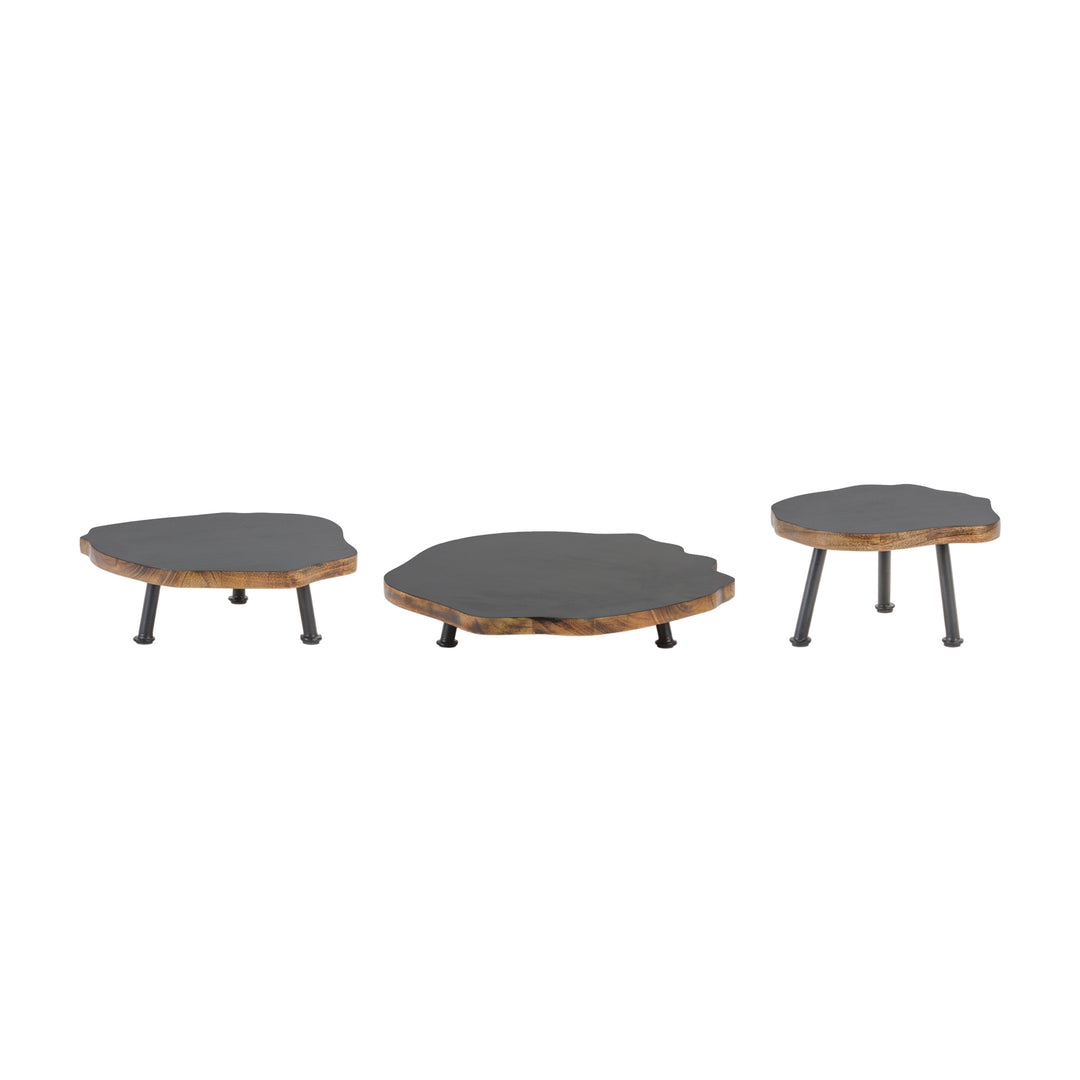 Dark Wood Slab Pedestal