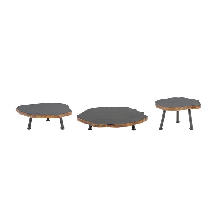 Dark Wood Slab Pedestal