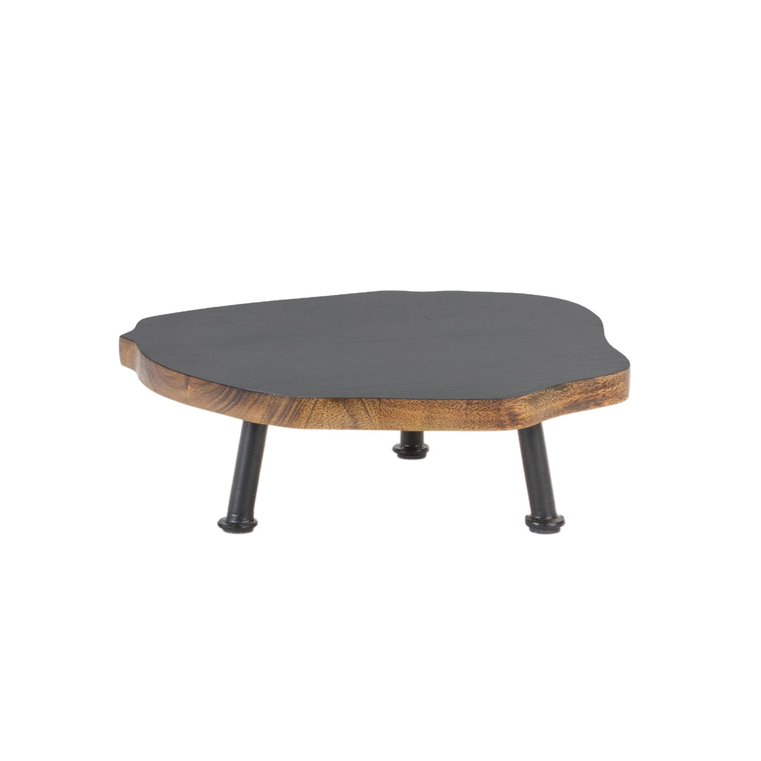 Dark Wood Slab Pedestal